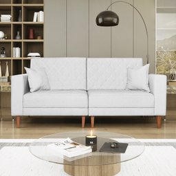 Sofá 03 Lugares Living Ponza Suede Doce Sonho Móveis Branco - 2