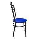 Ver imagem 2 de Cadeira de Cozinha Metal Preta com Estofado Azul