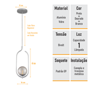 Ver imagem 6 de Kit 2 Pendentes Lustres On Clip Prata Globo de Vidro Fume