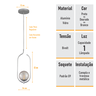 Kit 2 Pendentes Lustres On Clip Prata Globo de Vidro Fume - 6
