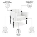 Ver imagem 6 de Poltrona Sala Pé Metal Preto Kit 2 Ana Sintético Branco - Ibiza