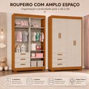 Ver imagem 2 de Guarda-Roupa Zaki para Quarto de Bebê 100% MDF 4 Portas e 3 Gavetas Areia Fosco/Savana