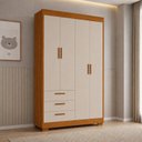Ver imagem 1 de Guarda-Roupa Zaki para Quarto de Bebê 100% MDF 4 Portas e 3 Gavetas Areia Fosco/Savana