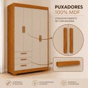 Ver mais imagens de Guarda-Roupa Zaki para Quarto de Bebê 100% MDF 4 Portas e 3 Gavetas Areia Fosco/Savana