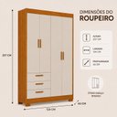 Ver imagem 4 de Guarda-Roupa Zaki para Quarto de Bebê 100% MDF 4 Portas e 3 Gavetas Areia Fosco/Savana