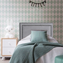 Ver imagem 1 de Cabeceira Solteiro Dupla Tacha Luxo Estofada Com Tachas - Suede Cinza