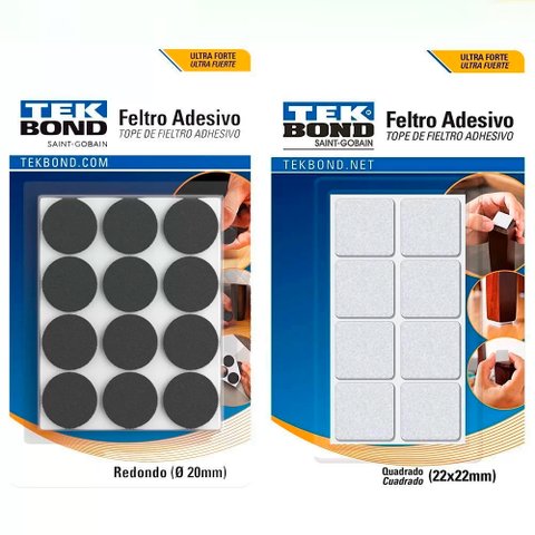 Feltro QUAD.22mm Branco C32 e RED.20mm Preto C12 Cartela C44
