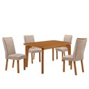 Ver imagem 2 de Mesa de Jantar Liz 120cm Tampo MDF Laminado Canto Copo com 4 Cadeiras Lisa Moderna Mobília