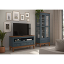 Ver imagem 2 de Rack para TV 43 Polegadas Madeira Maciça 3 Gavetas Rústico 113,8cm Azul Petróleo - Apaixone & Decore