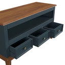 Ver imagem 3 de Rack para TV 43 Polegadas Madeira Maciça 3 Gavetas Rústico 113,8cm Azul Petróleo - Apaixone & Decore