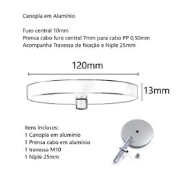 Canopla Alumínio Acabamento Pendente Lustre Luminária Tampa - 4