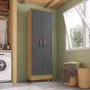 Ver imagem 4 de Kit Guarda Roupa Casal 6 Portas, Cômoda 5 Gavetas e Multiuso 2 Portas Carvalho Grafite Clique Chique