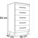 Ver imagem 6 de Kit Guarda Roupa Casal 6 Portas, Cômoda 5 Gavetas e Multiuso 2 Portas Carvalho Grafite Clique Chique