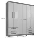 Ver imagem 5 de Kit Guarda Roupa Casal 6 Portas, Cômoda 5 Gavetas e Multiuso 2 Portas Carvalho Grafite Clique Chique