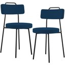 Ver imagem 1 de Kit 02 Cadeiras Decorativas Estofada Sala De Jantar Barcelona L02 Suede Azul Marinho - Lyam Decor