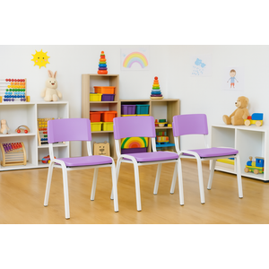 Kit 3 Cadeiras Infantil Iso Roxo Brinquedoteca Escolas Ecomhome