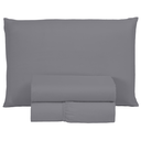 Ver imagem 1 de Roupa de Cama Solteiro 400 Fios 3 Peças Hotel Pousada Macio Acetinado:cinza