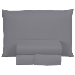 Roupa de Cama Solteiro 400 Fios 3 Peças Hotel Pousada Macio Acetinado:cinza - 1