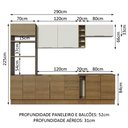 Ver imagem 4 de Armário de Cozinha Completa 290cm Rustic/Rustic/Branco Stella Madesa 01