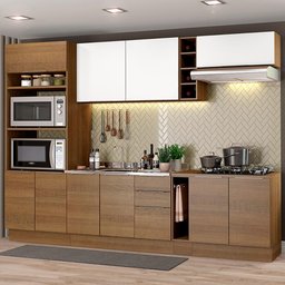 Armário de Cozinha Completa 290cm Rustic/Rustic/Branco Stella Madesa 01 - 2