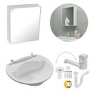 Ver imagem 1 de Armário Banheiro Espelheira Sobrepor Branco 31,9x9,4x35,8cm + Pia Lavatório Plástico