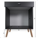Ver imagem 4 de Balcão Cozinha para Micro-Ondas 2 Portas 1 Gaveta Pés Palito MDF Preto Retrô