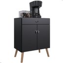 Ver imagem 3 de Balcão Cozinha para Micro-Ondas 2 Portas 1 Gaveta Pés Palito MDF Preto Retrô