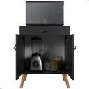 Ver imagem 5 de Balcão Cozinha para Micro-Ondas 2 Portas 1 Gaveta Pés Palito MDF Preto Retrô