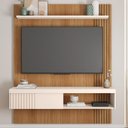 Ver imagem 7 de Painel para Tv 65 Pol com Bancada Suspensa 150cm Jade Freijó/off White - Caemmun