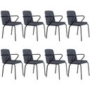 Ver imagem 1 de Kit 08 Cadeiras Estofada para Sala de Jantar com Braço Loft Preto C01 Bouclê Nuvem - Lyam Decor