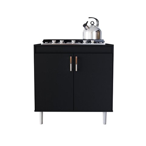 Kit Balcão para Cooktop 80cm Turim com Cooktop 5 Bocas Essencial Incluso Preto