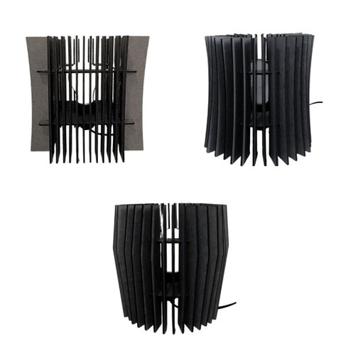 Kit com 3 abajures de Mesa -:Preto/20x20cm