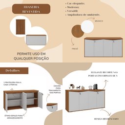 Conjunto Escritório: Mesa 6298+ Balcão 6292+ Gaveteiro 6296 - 6