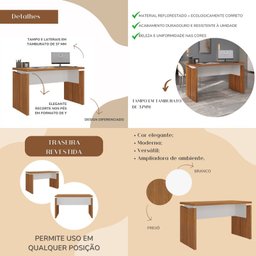 Conjunto Escritório: Mesa 6298+ Balcão 6292+ Gaveteiro 6296 - 3