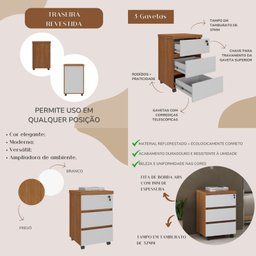Conjunto Escritório: Mesa 6298+ Balcão 6292+ Gaveteiro 6296 - 10