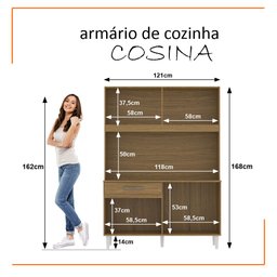 Armário de Cozinha Compacta 8 Portas Cosina 120cm Cor:off White - 4