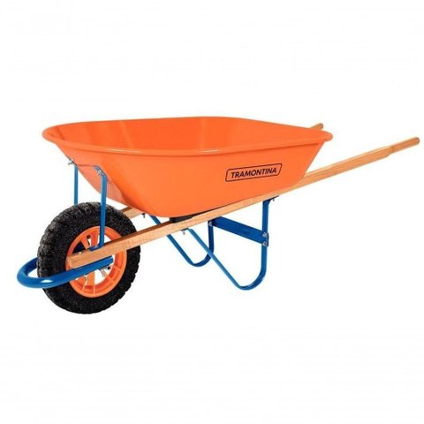 Carrinho de Mão Tramontina Caçamba Extrafunda Laranja 80l Pneu Maciço