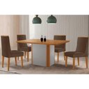 Ver imagem 1 de Conjunto: Mesa Sala Jantar Pietá C/ Tampo Madeirado Canto Curvo 120x80cm e 4 Cadeiras Dakota
