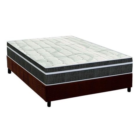 Cama Box Casal: Colchão Molas Bonnel Orthoflex Venezia + Base CRC Suede Brown(138x188)