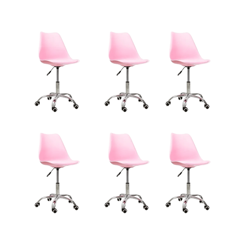 Cadeira Office Base Cromada Oficial com Rodízio Giratória Saarinen - Rosa - 6