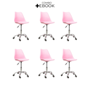 Ver imagem 2 de Cadeira Office Base Cromada Oficial com Rodízio Giratória Saarinen - Rosa - 6