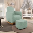 Ver imagem 2 de Poltrona de Amamentação com Balanço e Puff Orgânico Saori W01 Linho Verde Menta - Lyam Decor