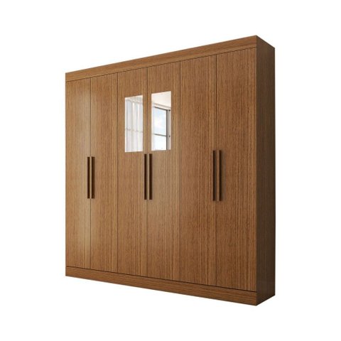 Guarda-roupa Casal Splendore 6 Portas 2 Gavetas com Espelho 100% Mdf Cinamomo - Panorama Móveis