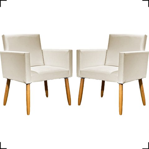 Kit 2 Poltronas Decorativas Para Recepção Manicure Sala Escritório Consultório Corino