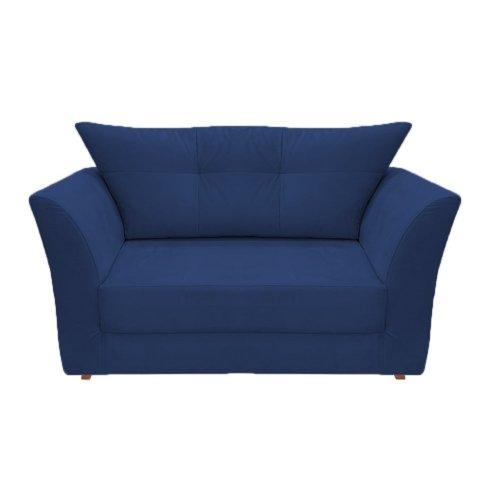 Namoradeira Decorativa Isis Suede Azul Marinho Pés Madeira Ms Decor