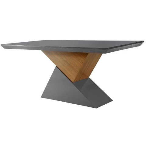 Mesa para Cozinha Dubai + Tampo Madeirado Vidro Reto 180x90cm Grafite/Imbuia-Vidro Grafite - Rufato