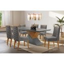 Ver imagem 6 de Mesa para Cozinha Dubai + Tampo Madeirado Vidro Reto 180x90cm Grafite/Imbuia-Vidro Grafite - Rufato