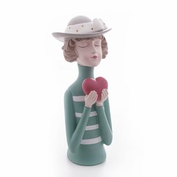 Escultura Decorativa de Resina  C/Coração 22x10cm Wolff - 1