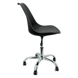Cadeira Leda Office Estofada Base Giratória Cromada - Preta - 2