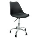 Ver imagem 1 de Cadeira Leda Office Estofada Base Giratória Cromada - Preta